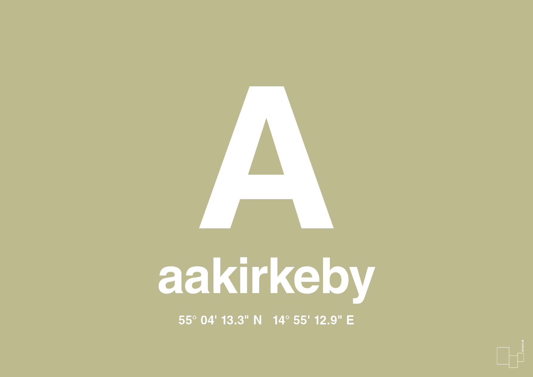 plakat: byplakat aakirkeby med koordinater - back to nature-Byer-A1two3