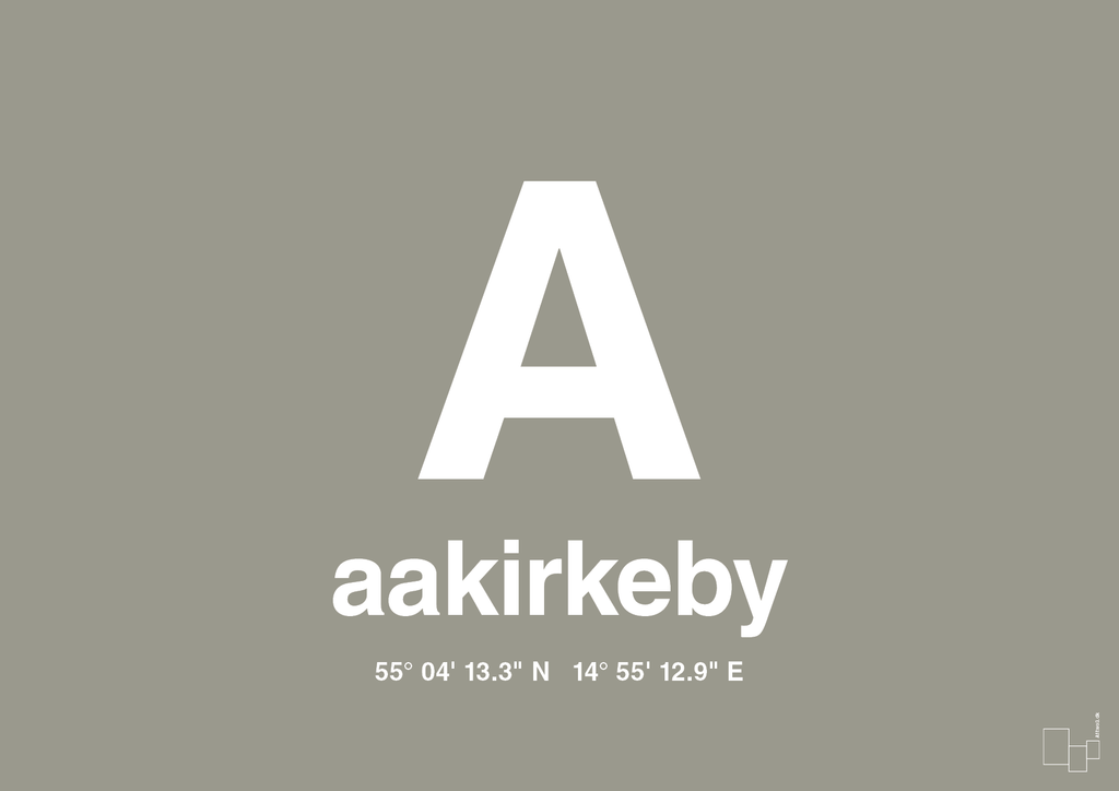 plakat: byplakat aakirkeby med koordinater - battleship gray-Byer-A1two3