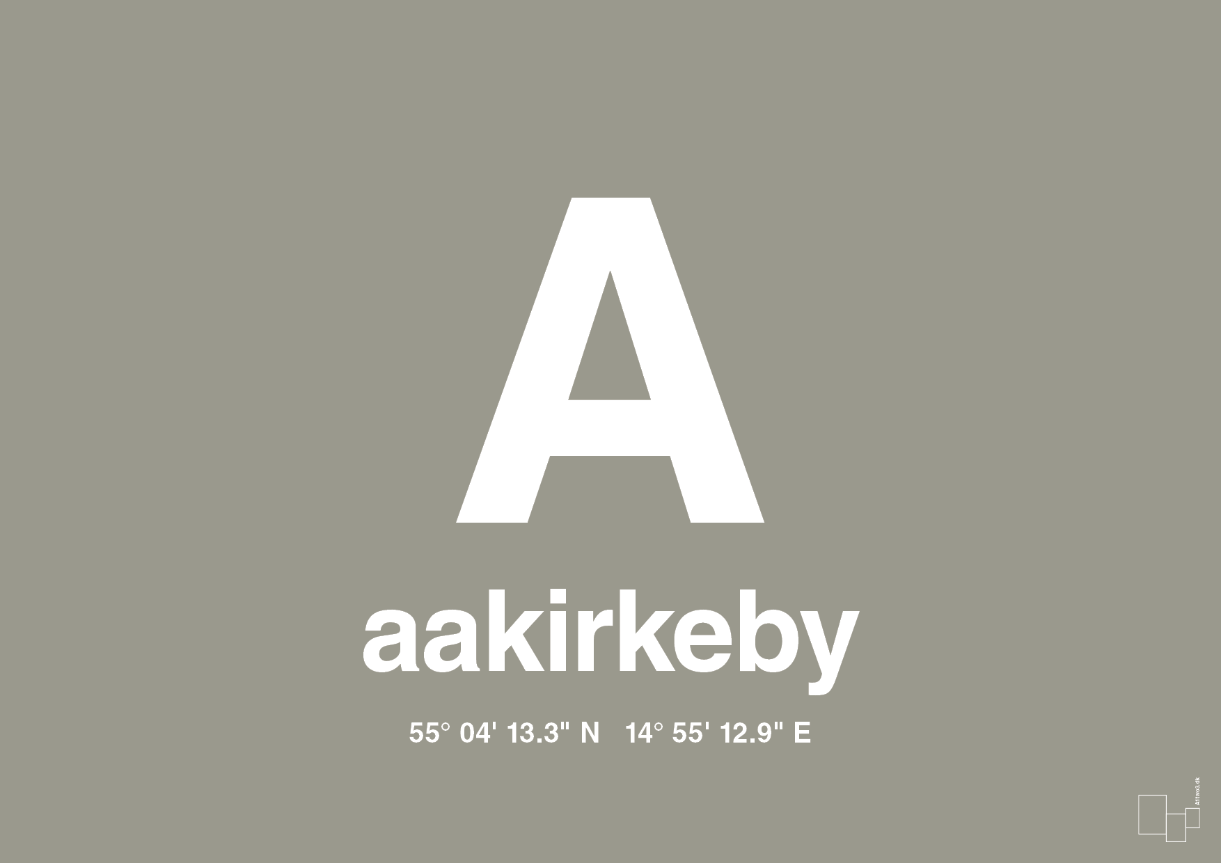 plakat: byplakat aakirkeby med koordinater - battleship gray-Byer-A1two3