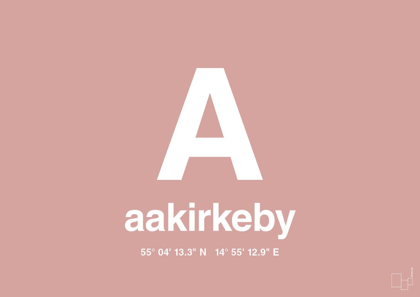 plakat: byplakat aakirkeby med koordinater - bubble shell-Byer-A1two3