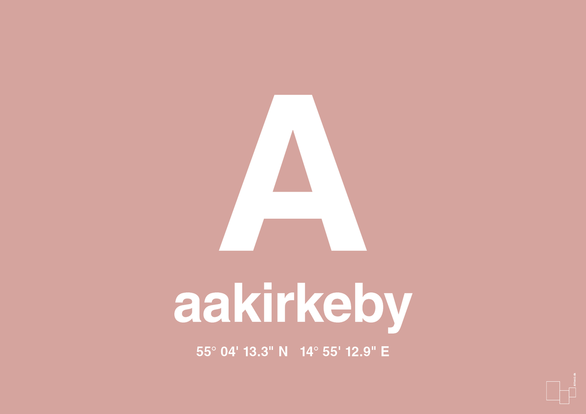 plakat: byplakat aakirkeby med koordinater - bubble shell-Byer-A1two3