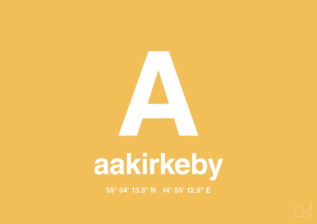 plakat: byplakat aakirkeby med koordinater - honeycomb-Byer-A1two3