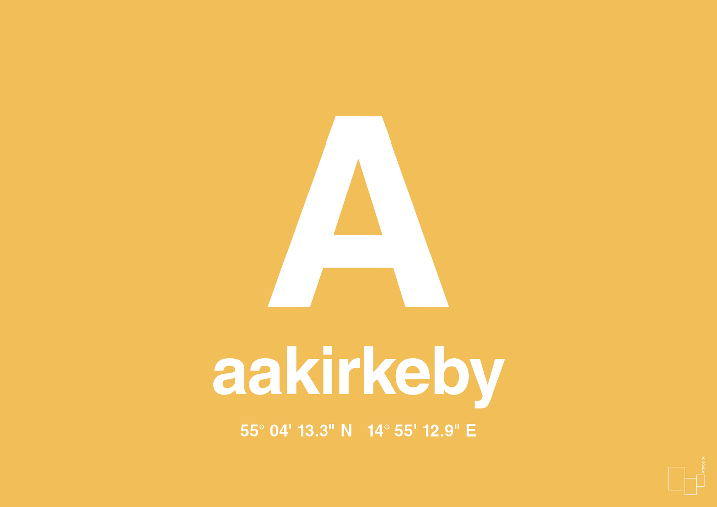 plakat: byplakat aakirkeby med koordinater - honeycomb-Byer-A1two3