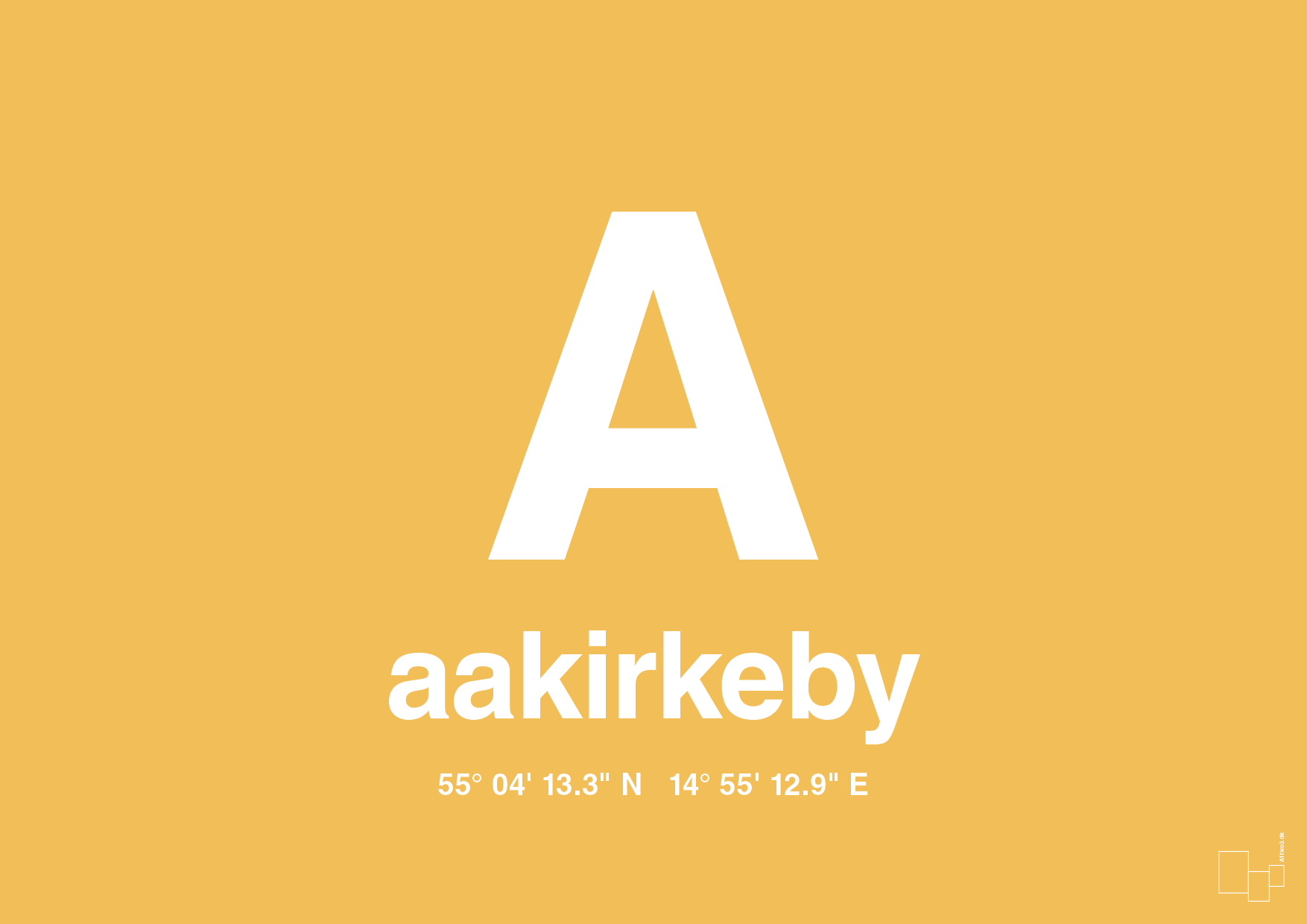 plakat: byplakat aakirkeby med koordinater - honeycomb-Byer-A1two3