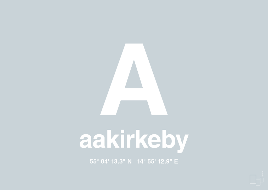 plakat: byplakat aakirkeby med koordinater - light drizzle-Byer-A1two3