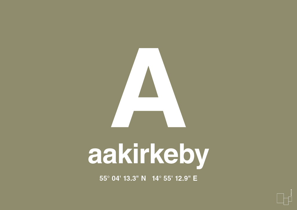 plakat: byplakat aakirkeby med koordinater - misty forrest-Byer-A1two3
