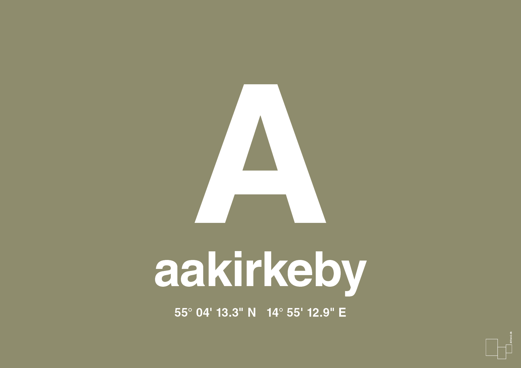 plakat: byplakat aakirkeby med koordinater - misty forrest-Byer-A1two3