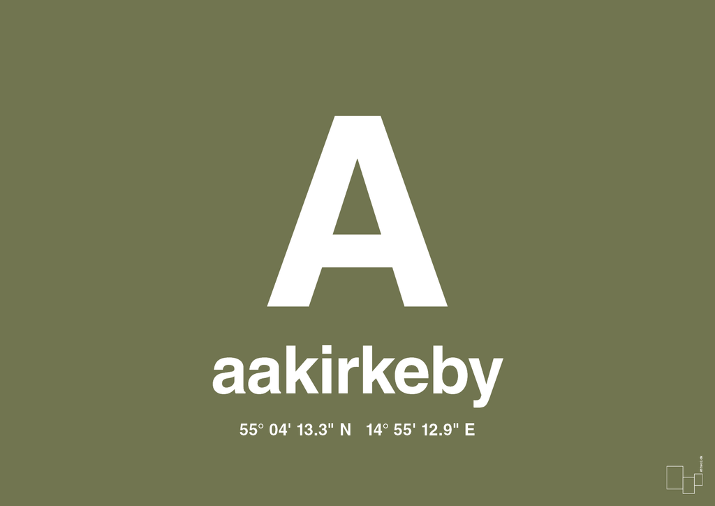 plakat: byplakat aakirkeby med koordinater - secret meadow-Byer-A1two3