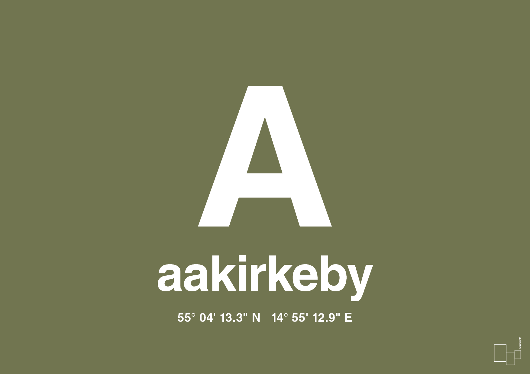 plakat: byplakat aakirkeby med koordinater - secret meadow-Byer-A1two3