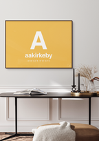 plakat: byplakat aakirkeby med koordinater - rumba orange-Byer-A1two3