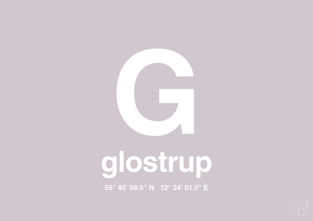 plakat: byplakat glostrup med koordinater - dusty lilac-Byer-A1two3