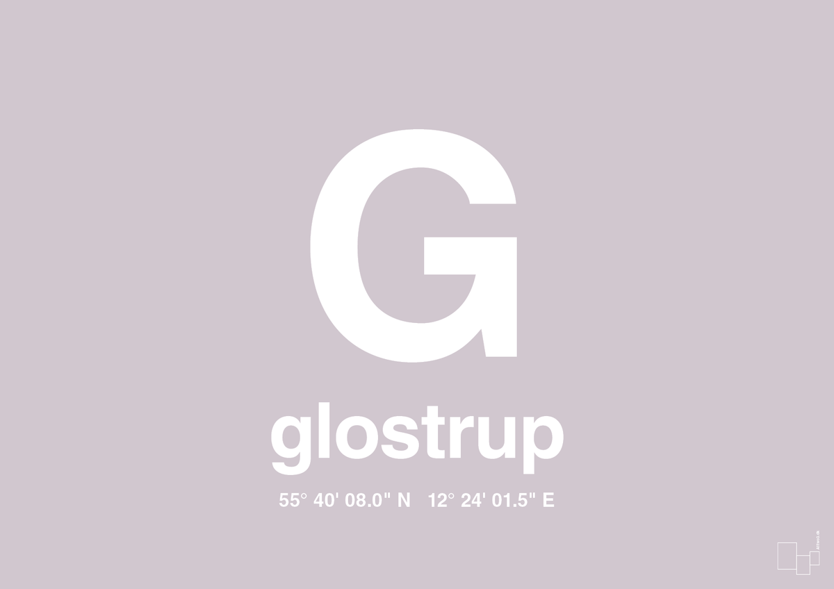 plakat: byplakat glostrup med koordinater - dusty lilac-Byer-A1two3