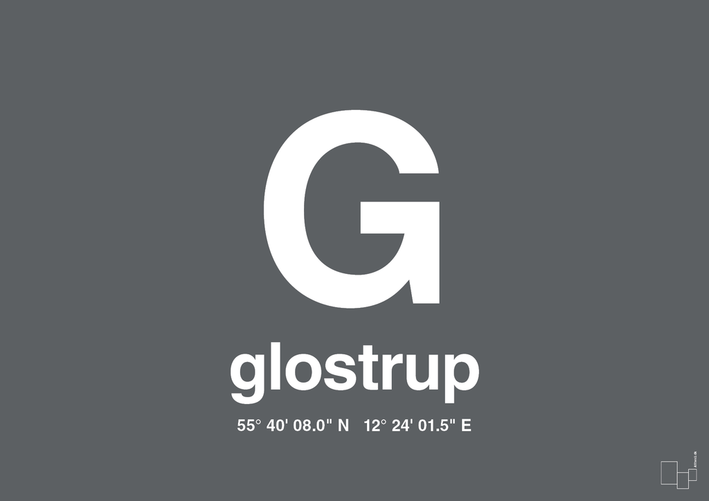 plakat: byplakat glostrup med koordinater - graphic charcoal-Byer-A1two3