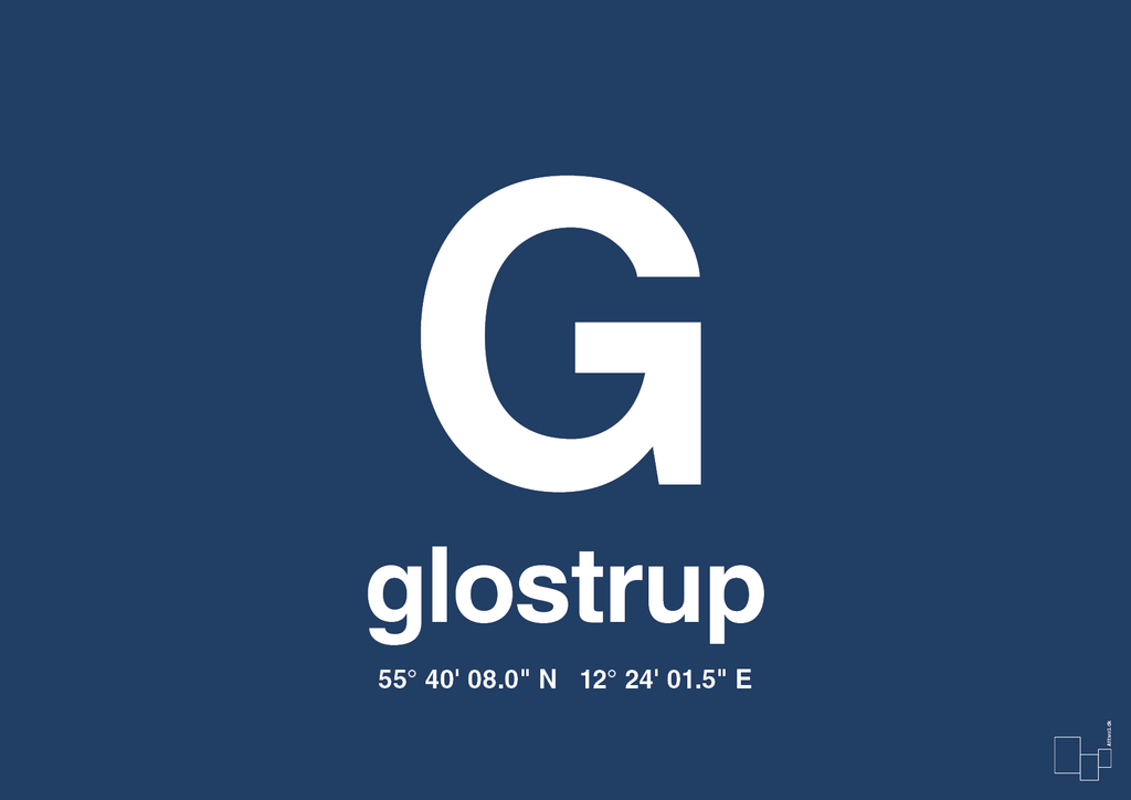 plakat: byplakat glostrup med koordinater - lapis blue-Byer-A1two3