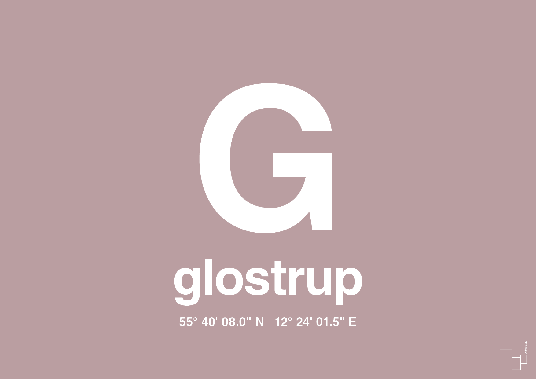 plakat: byplakat glostrup med koordinater - light rose-Byer-A1two3