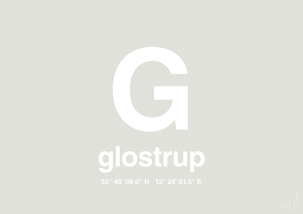 plakat: byplakat glostrup med koordinater - painters white-Byer-A1two3