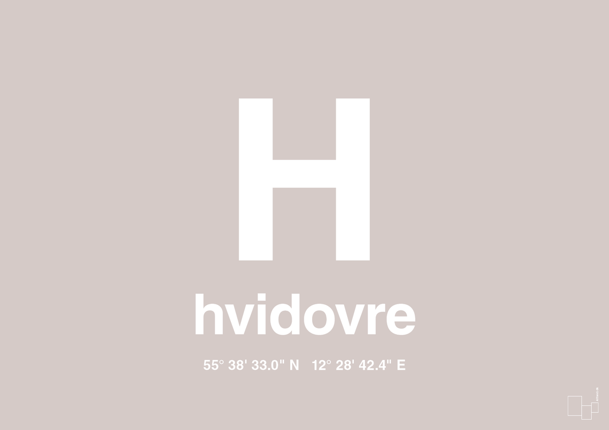 plakat: byplakat hvidovre med koordinater - broken beige-Byer-A1two3