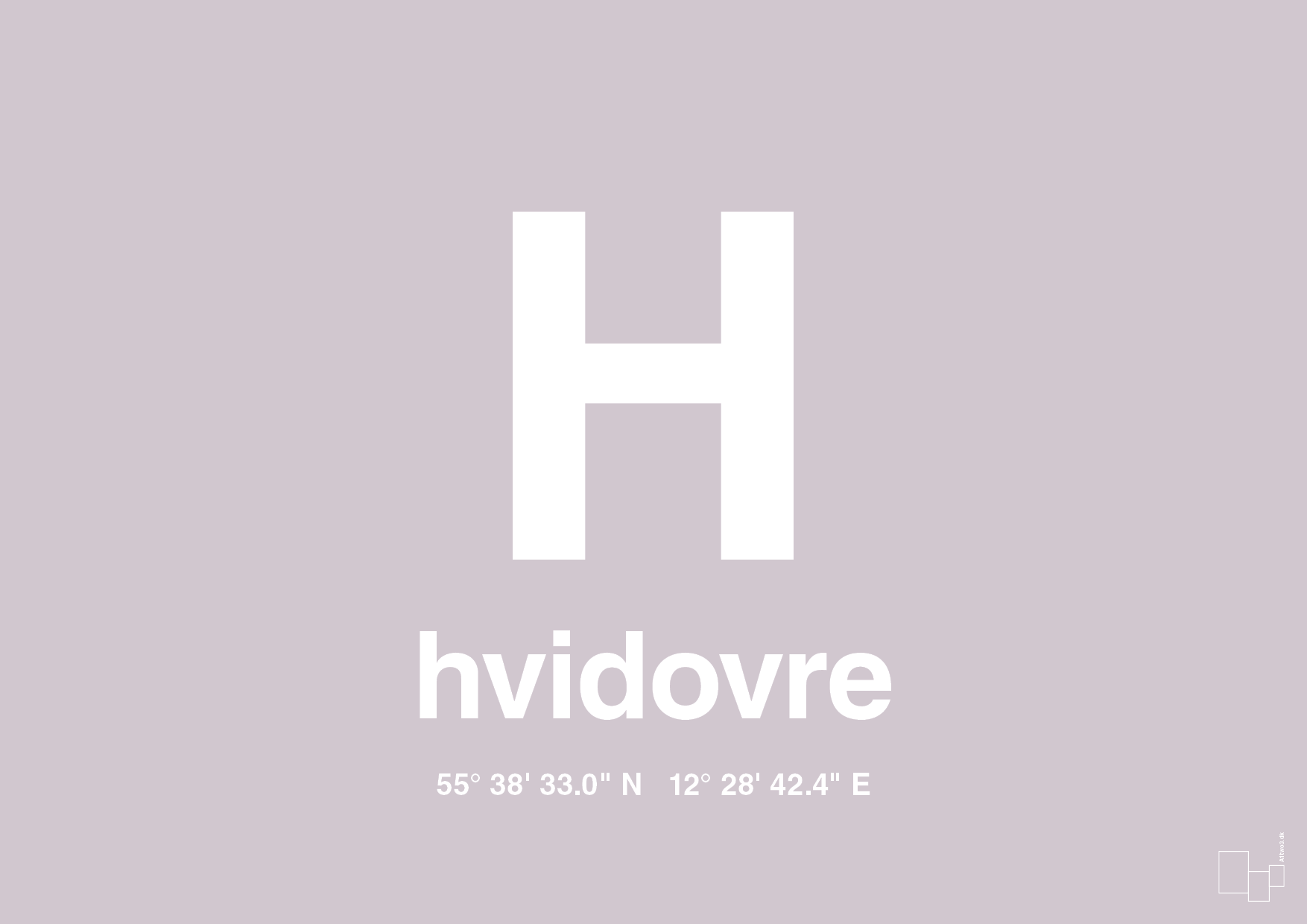 plakat: byplakat hvidovre med koordinater - dusty lilac-Byer-A1two3