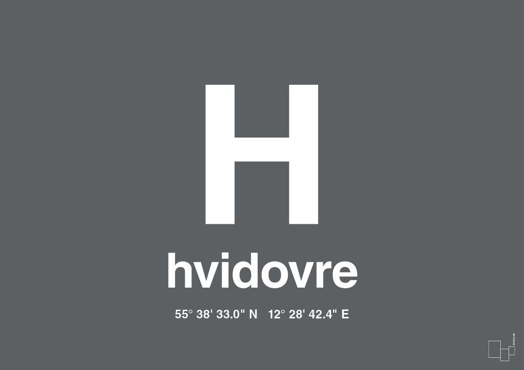 plakat: byplakat hvidovre med koordinater - graphic charcoal-Byer-A1two3