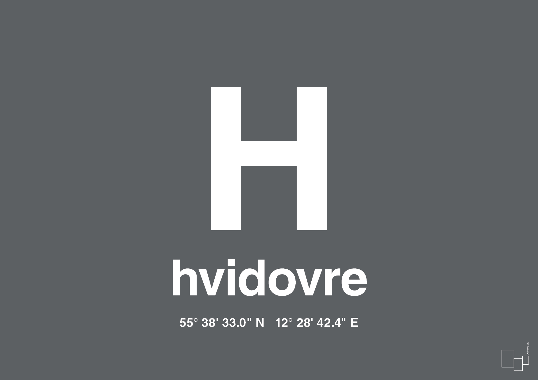 plakat: byplakat hvidovre med koordinater - graphic charcoal-Byer-A1two3