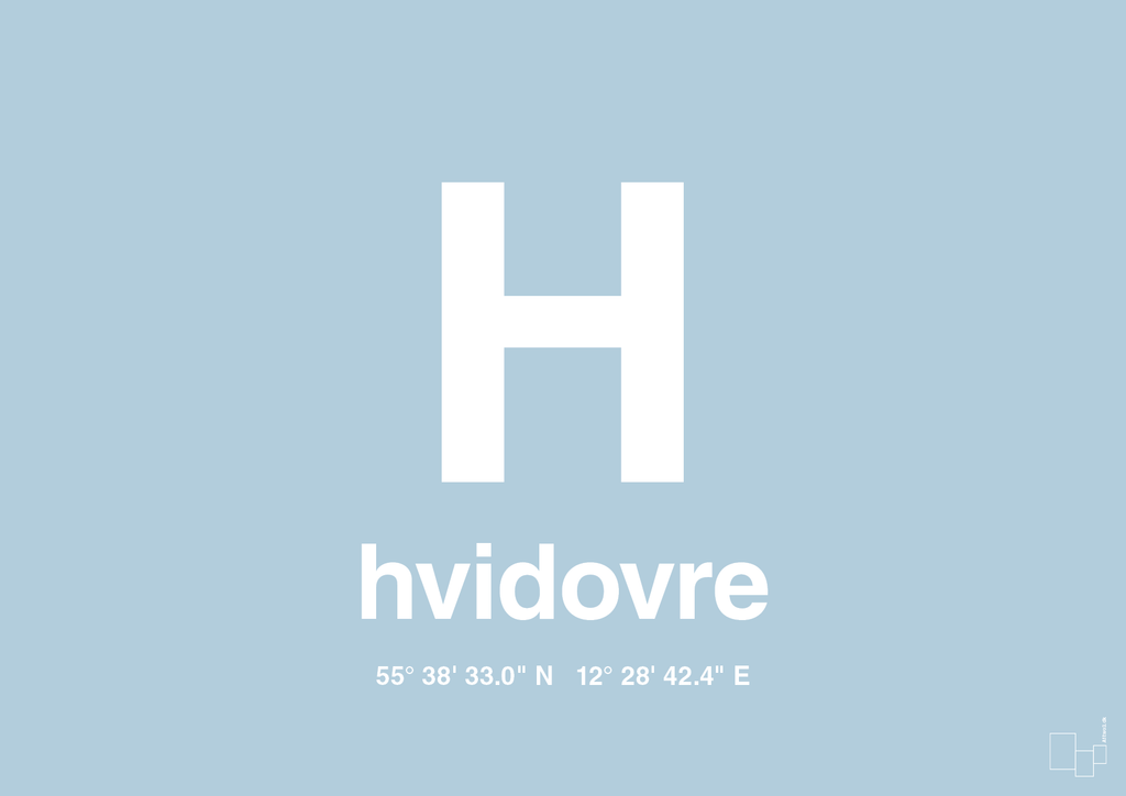 plakat: byplakat hvidovre med koordinater - heavenly blue-Byer-A1two3