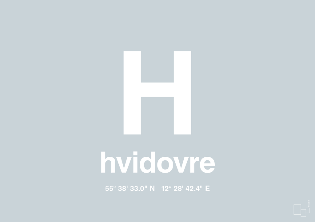 plakat: byplakat hvidovre med koordinater - light drizzle-Byer-A1two3
