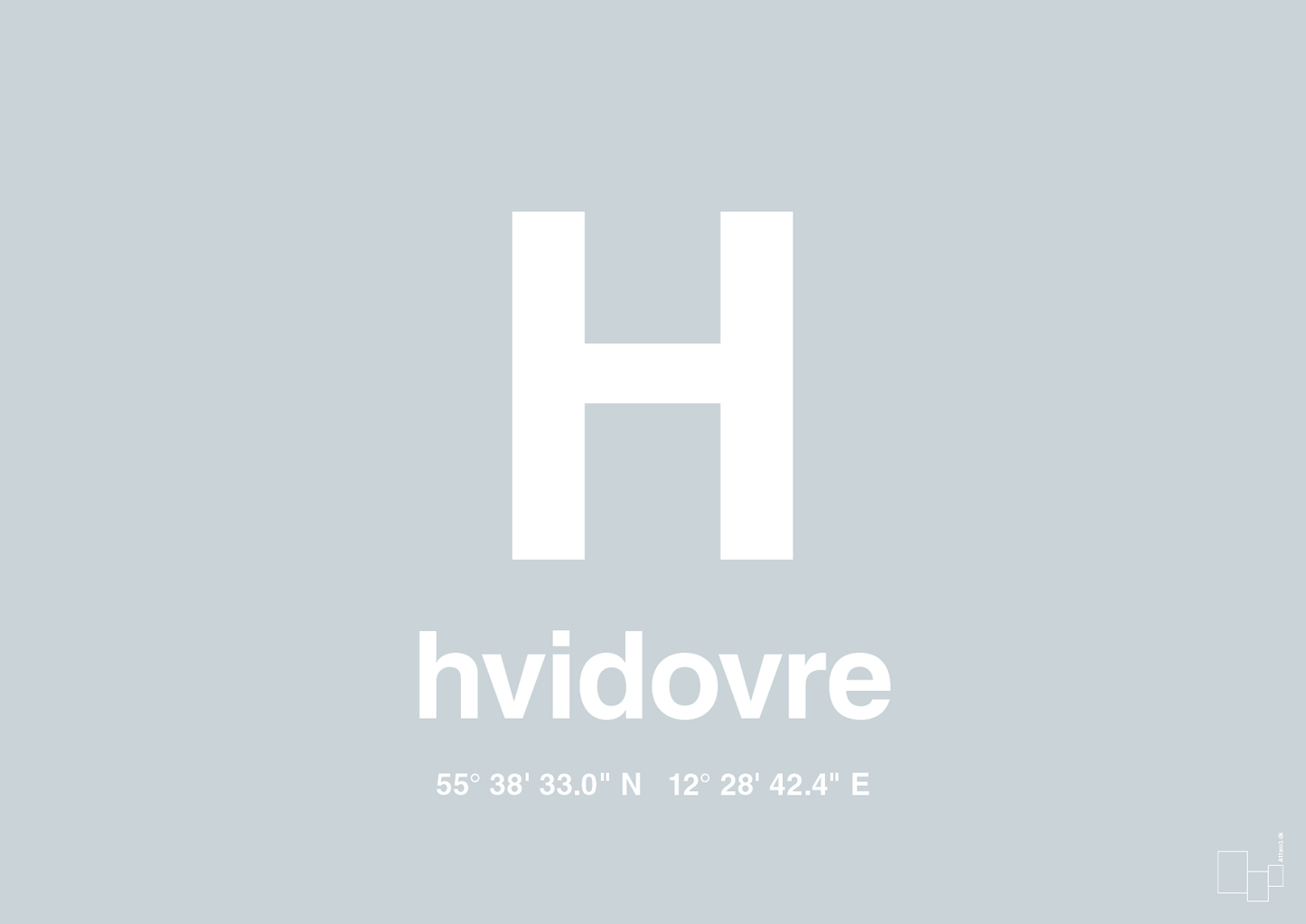 plakat: byplakat hvidovre med koordinater - light drizzle-Byer-A1two3