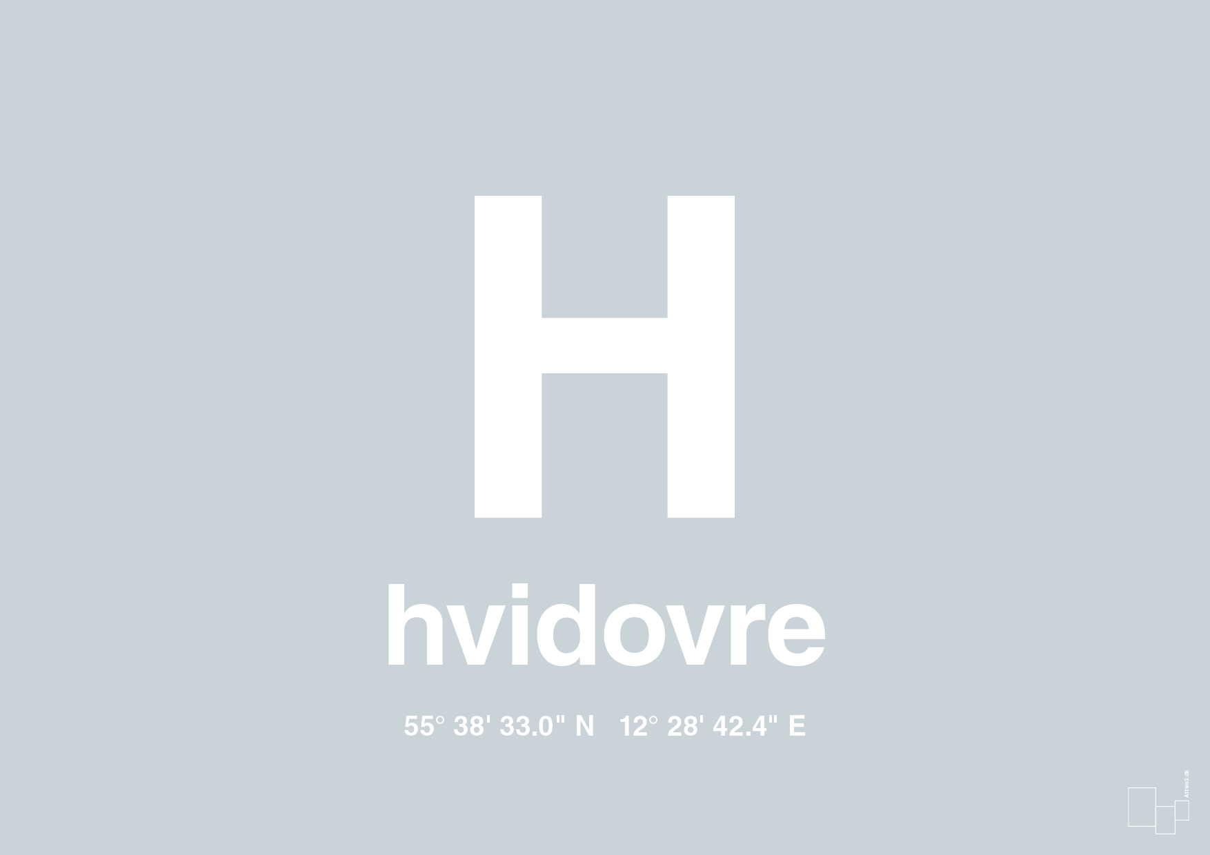 plakat: byplakat hvidovre med koordinater - light drizzle-Byer-A1two3