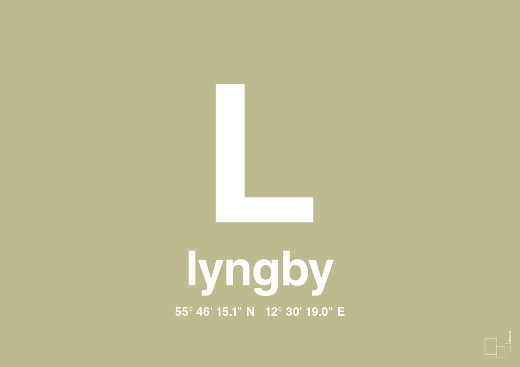 plakat: byplakat lyngby med koordinater - back to nature-Byer-A1two3