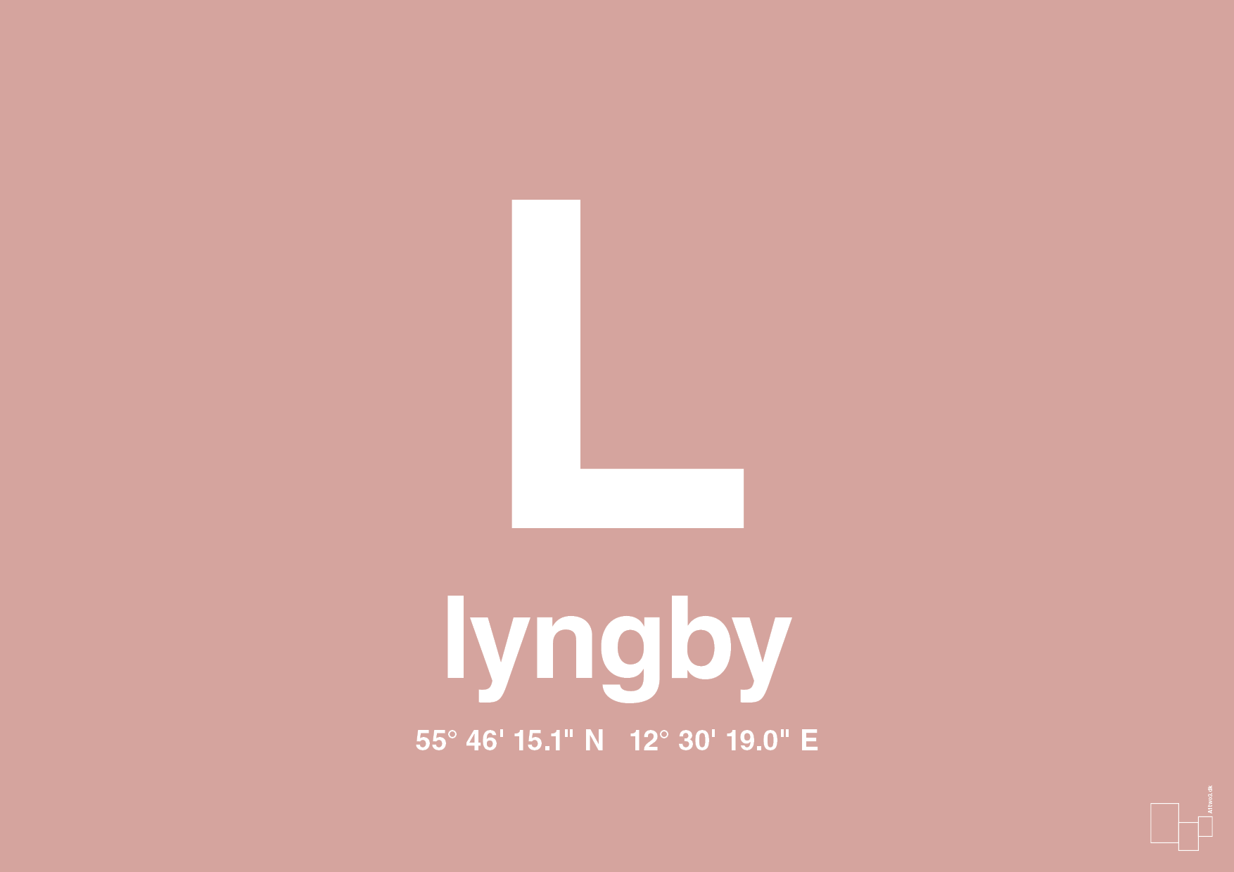 plakat: byplakat lyngby med koordinater - bubble shell-Byer-A1two3