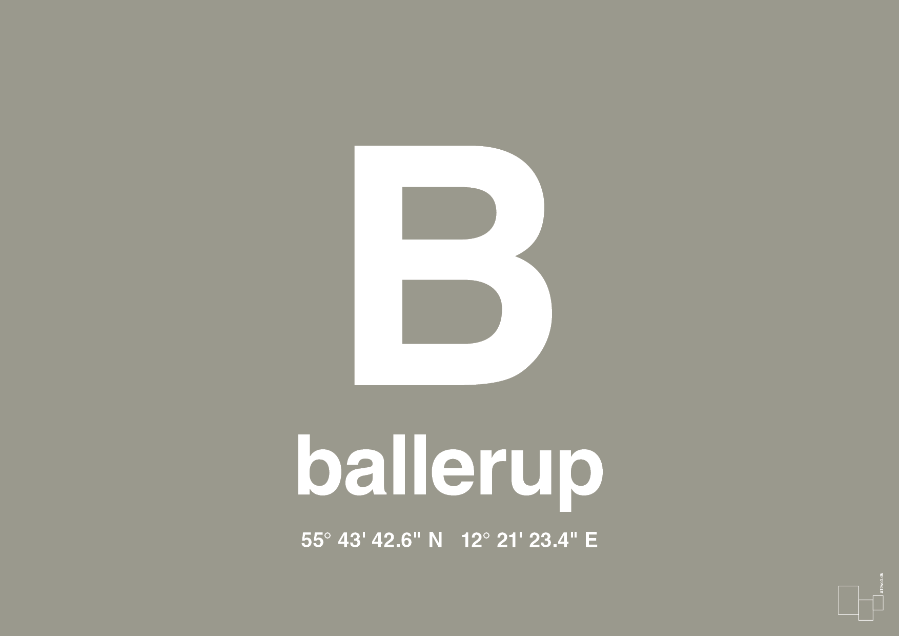 plakat: byplakat ballerup med koordinater - battleship gray-Byer-A1two3