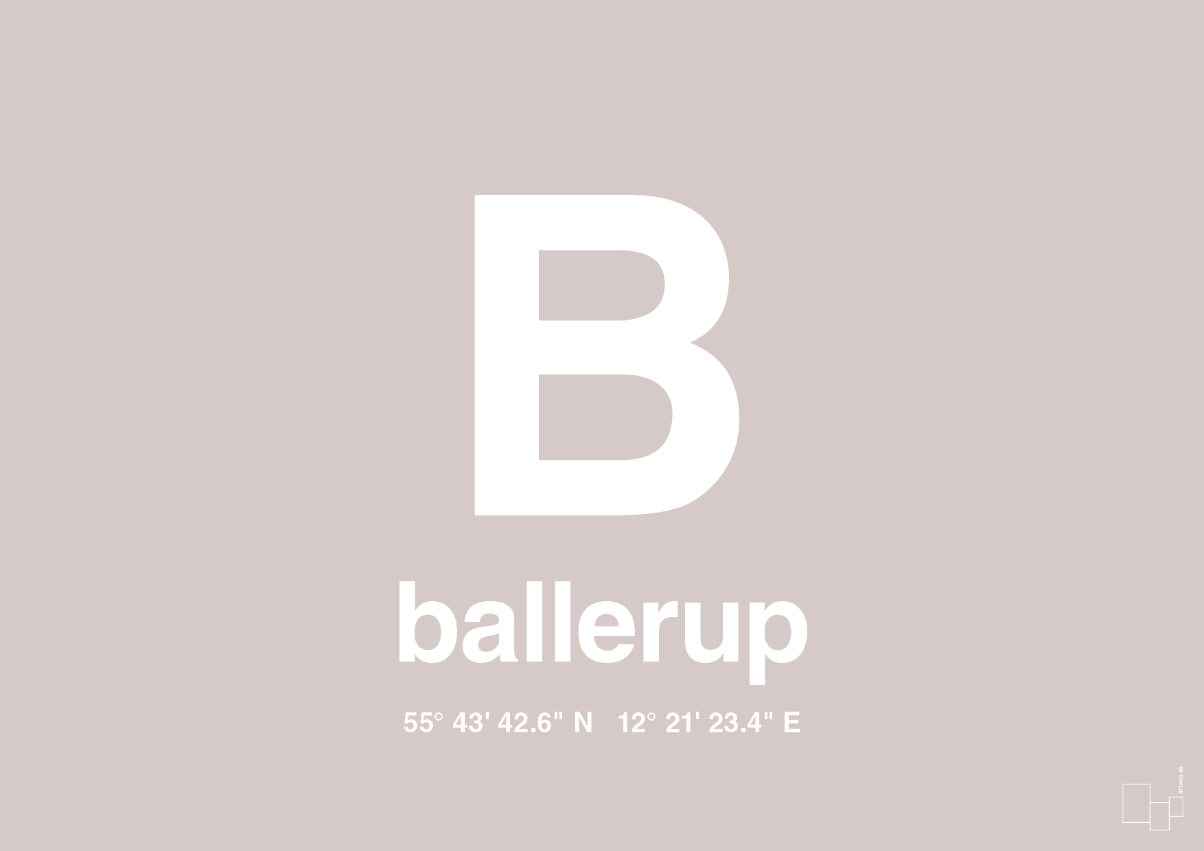 plakat: byplakat ballerup med koordinater - broken beige-Byer-A1two3