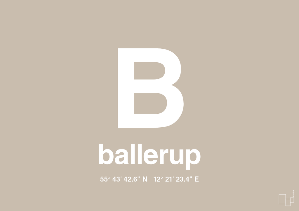 plakat: byplakat ballerup med koordinater - creamy mushroom-Byer-A1two3