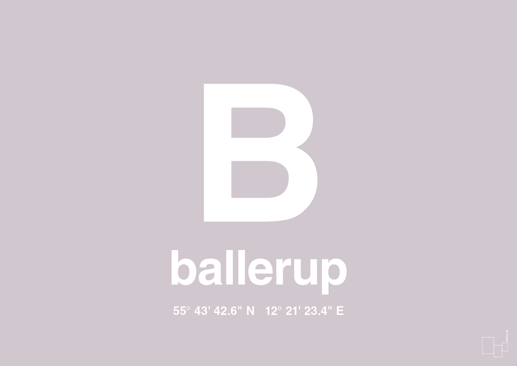 plakat: byplakat ballerup med koordinater - dusty lilac-Byer-A1two3