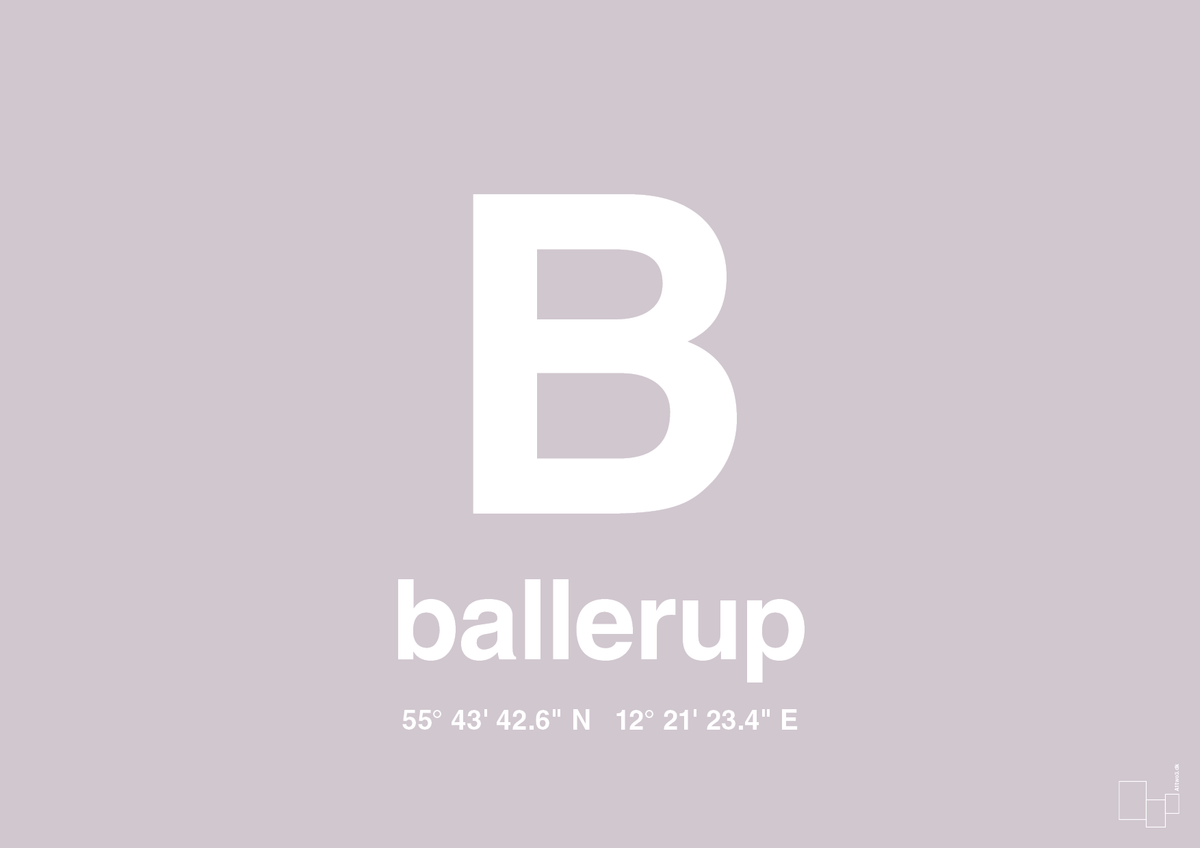 plakat: byplakat ballerup med koordinater - dusty lilac-Byer-A1two3