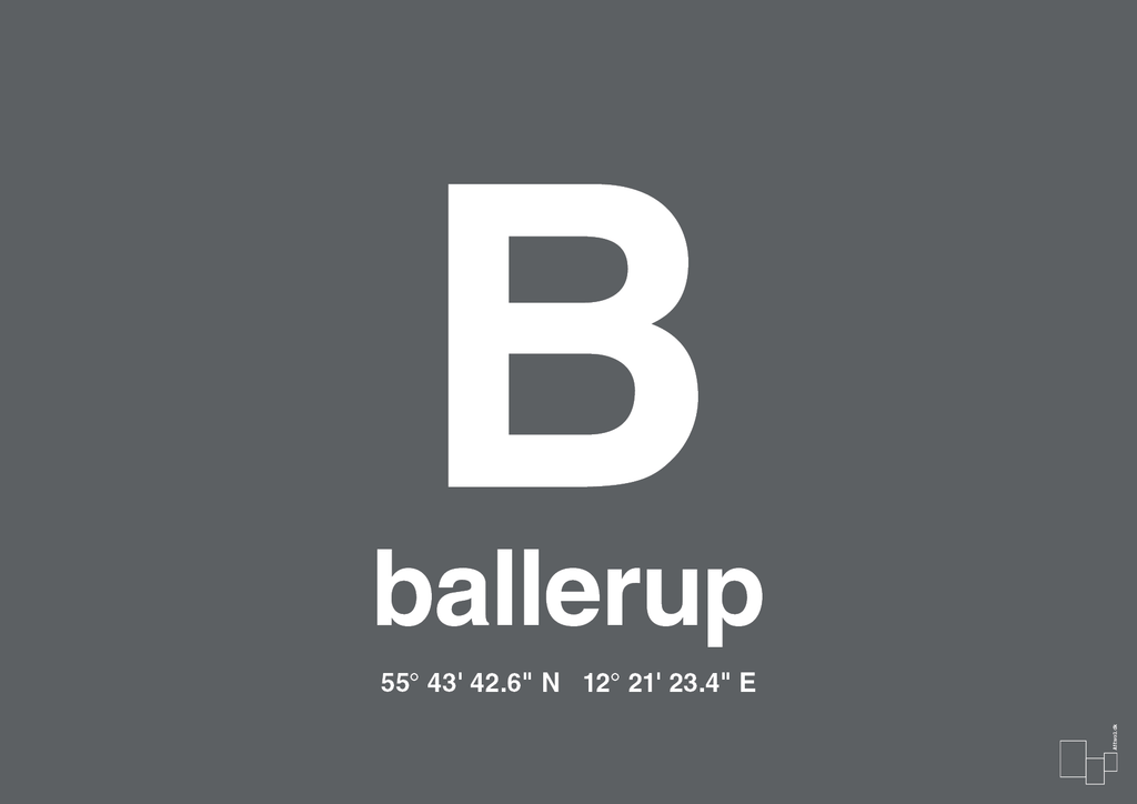 plakat: byplakat ballerup med koordinater - graphic charcoal-Byer-A1two3