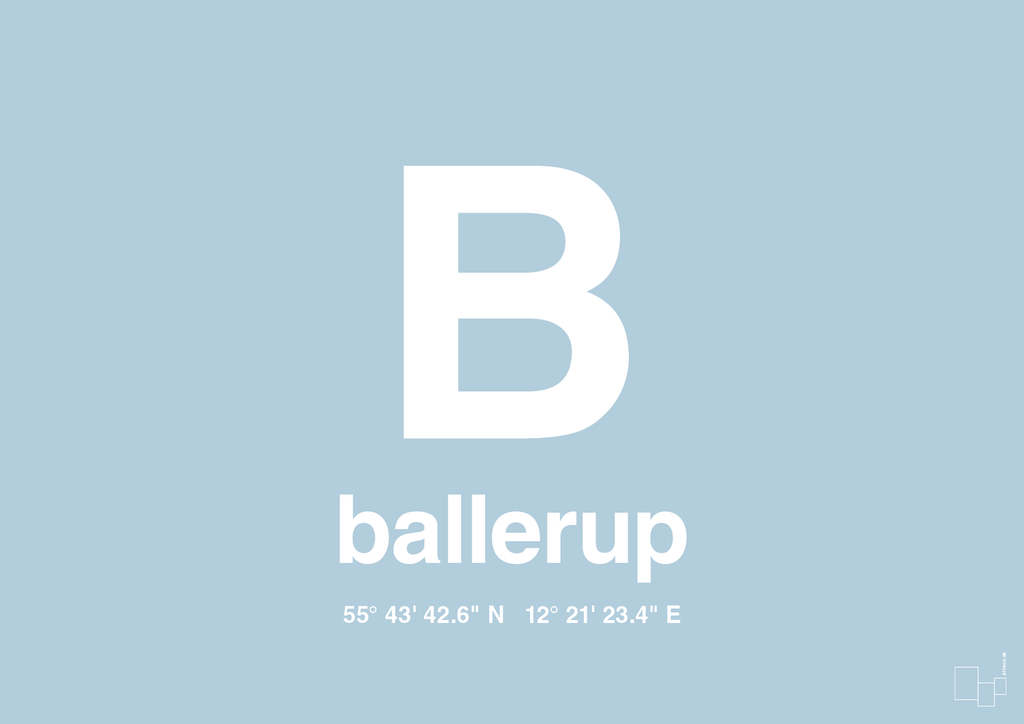 plakat: byplakat ballerup med koordinater - heavenly blue-Byer-A1two3
