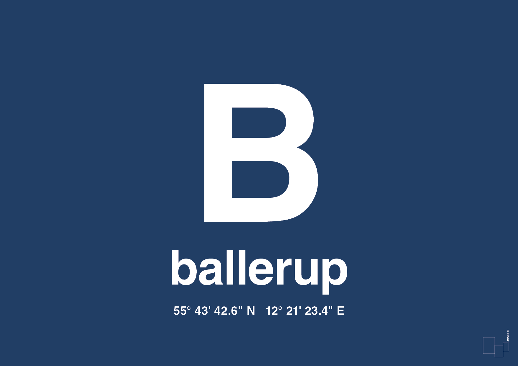 plakat: byplakat ballerup med koordinater - lapis blue-Byer-A1two3