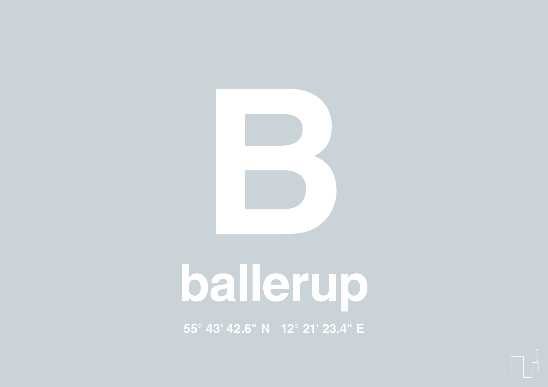 plakat: byplakat ballerup med koordinater - light drizzle-Byer-A1two3