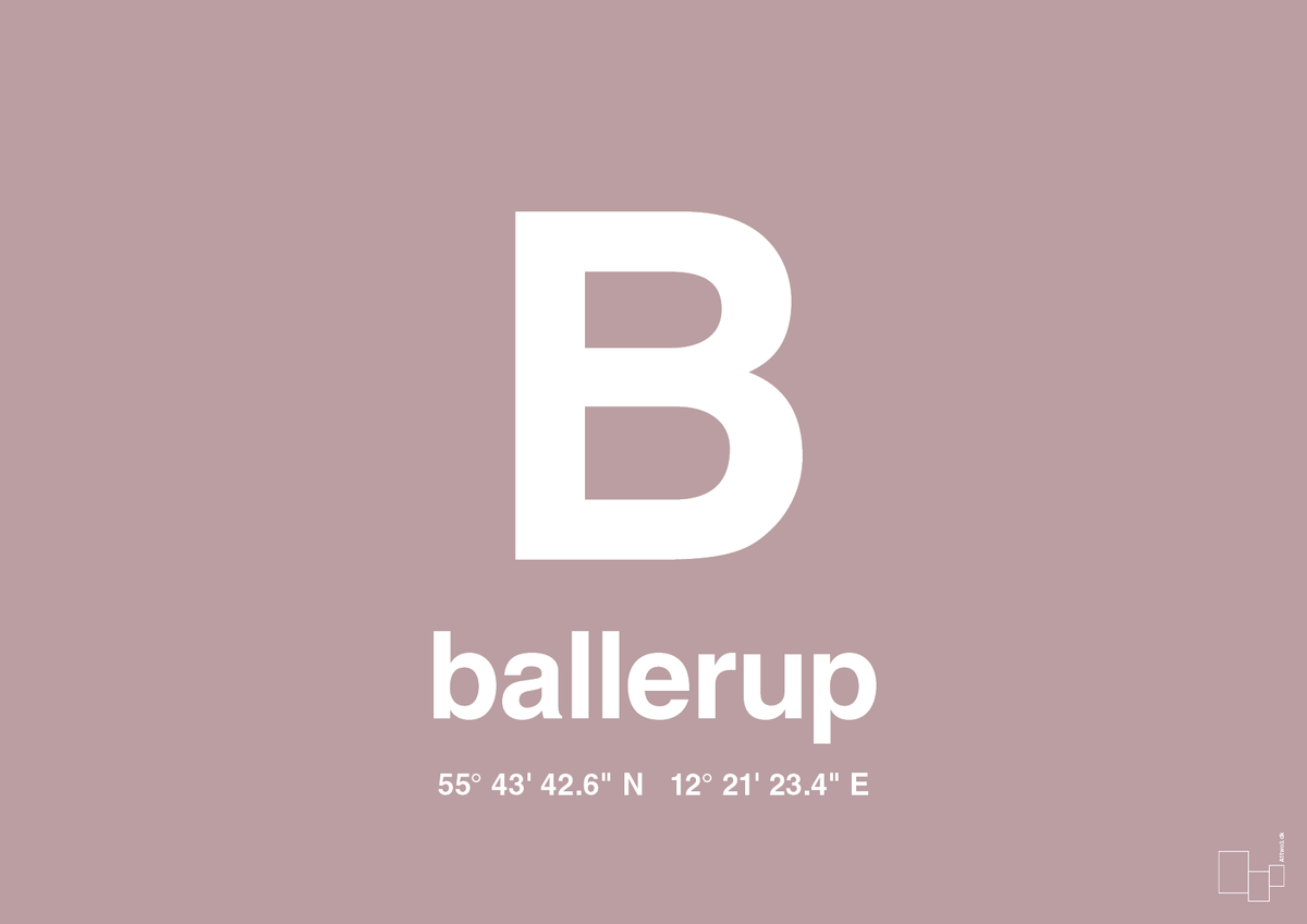 plakat: byplakat ballerup med koordinater - light rose-Byer-A1two3