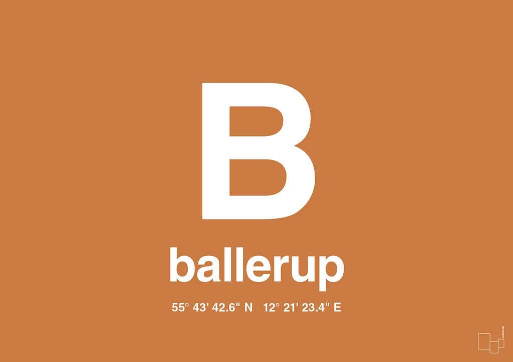 plakat: byplakat ballerup med koordinater - rumba orange-Byer-A1two3