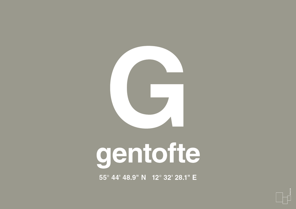plakat: byplakat gentofte med koordinater - battleship gray-Byer-A1two3