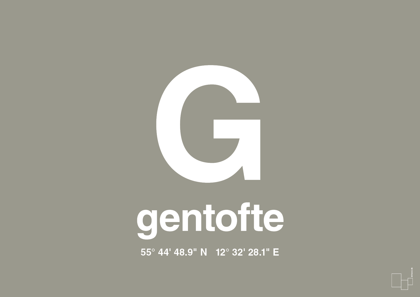 plakat: byplakat gentofte med koordinater - battleship gray-Byer-A1two3