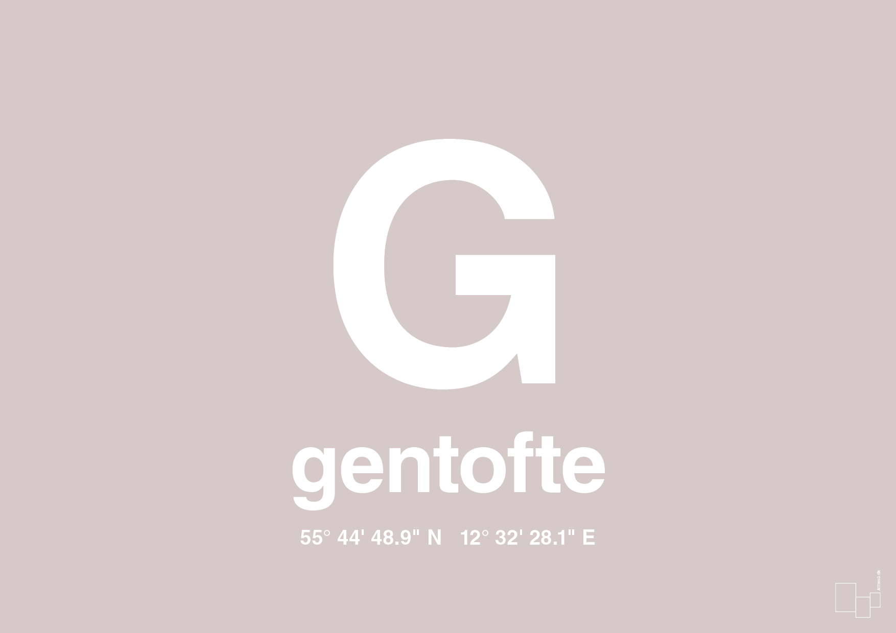 plakat: byplakat gentofte med koordinater - broken beige-Byer-A1two3