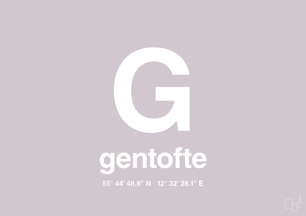 plakat: byplakat gentofte med koordinater - dusty lilac-Byer-A1two3