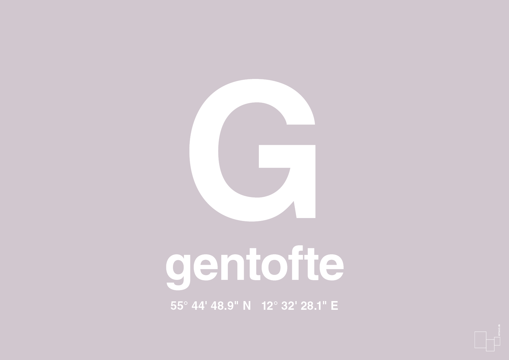 plakat: byplakat gentofte med koordinater - dusty lilac-Byer-A1two3
