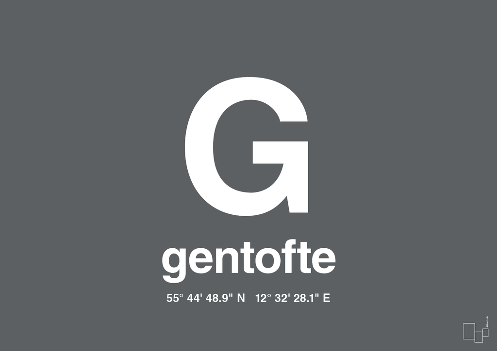 plakat: byplakat gentofte med koordinater - graphic charcoal-Byer-A1two3