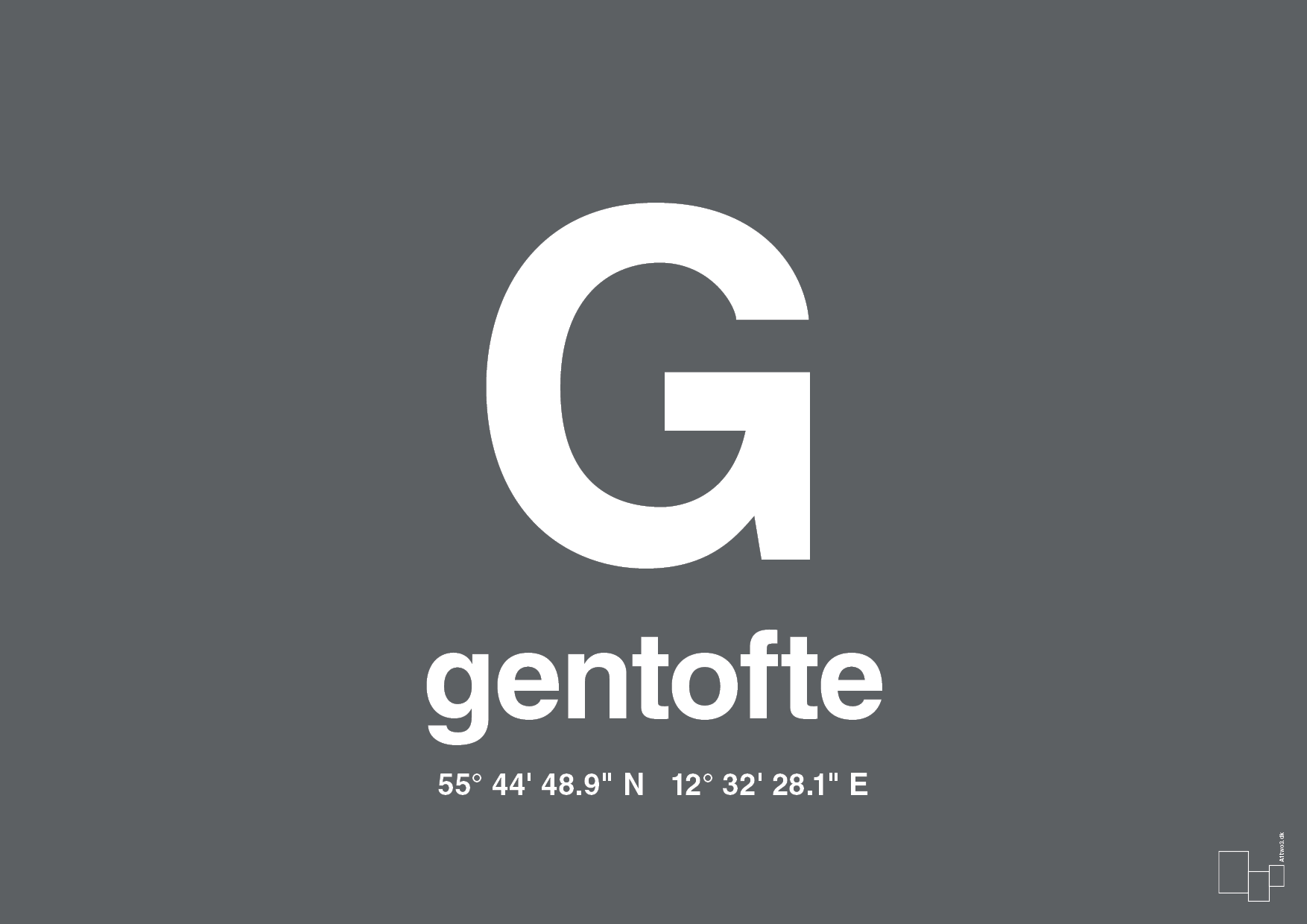plakat: byplakat gentofte med koordinater - graphic charcoal-Byer-A1two3