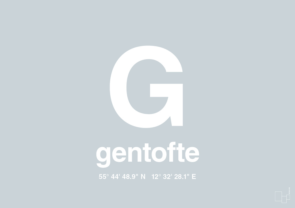 plakat: byplakat gentofte med koordinater - light drizzle-Byer-A1two3