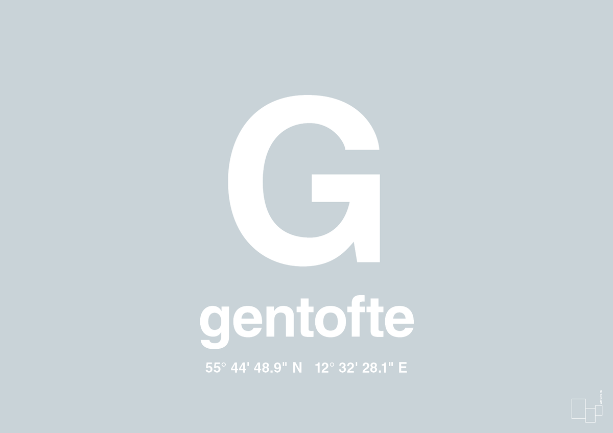 plakat: byplakat gentofte med koordinater - light drizzle-Byer-A1two3